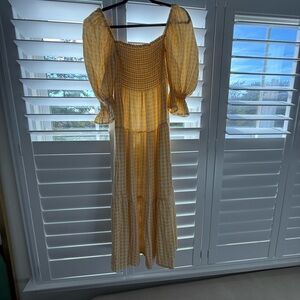 Nothing Fitd But Yellow Gingham Puff Sleeve Dress Small Medium